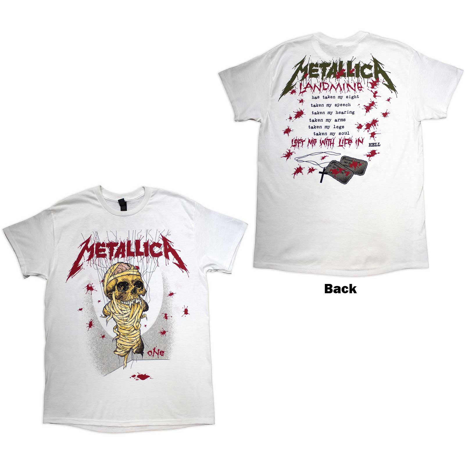 METALLICA - ONE LANDMINE - T-Shirt White (Back Print)