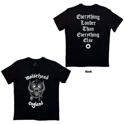 MOTORHEAD - ENGLAND - T-Shirt Noir (Back Print)