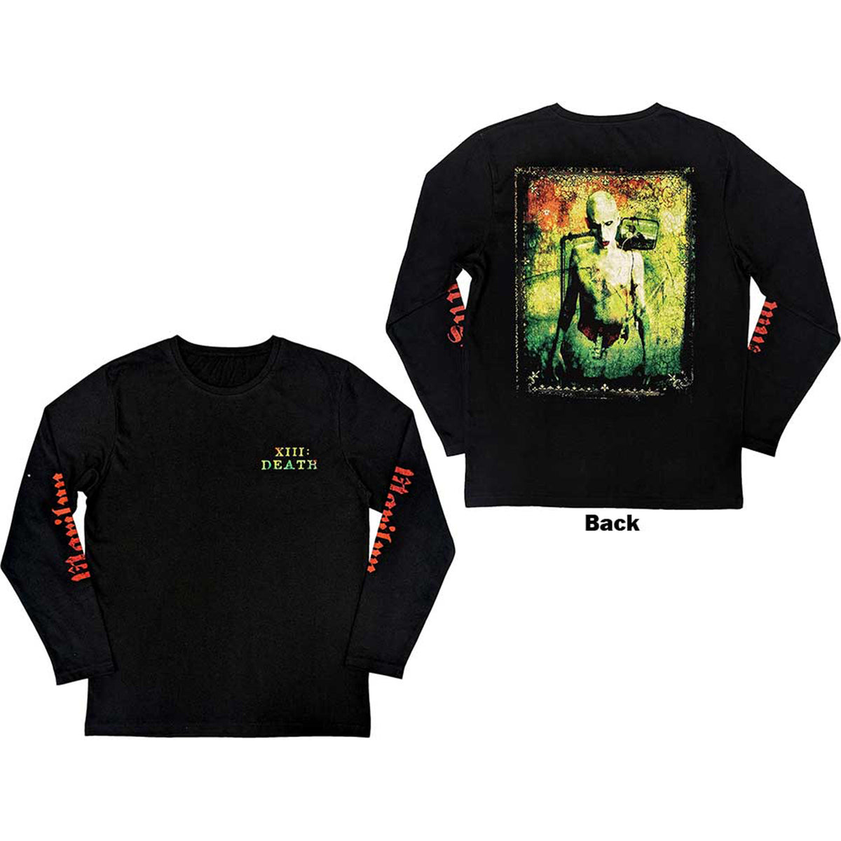 MARILYN MANSON - DEATH - Long Sleeve T-Shirt Black (Back & Sleeve Print)