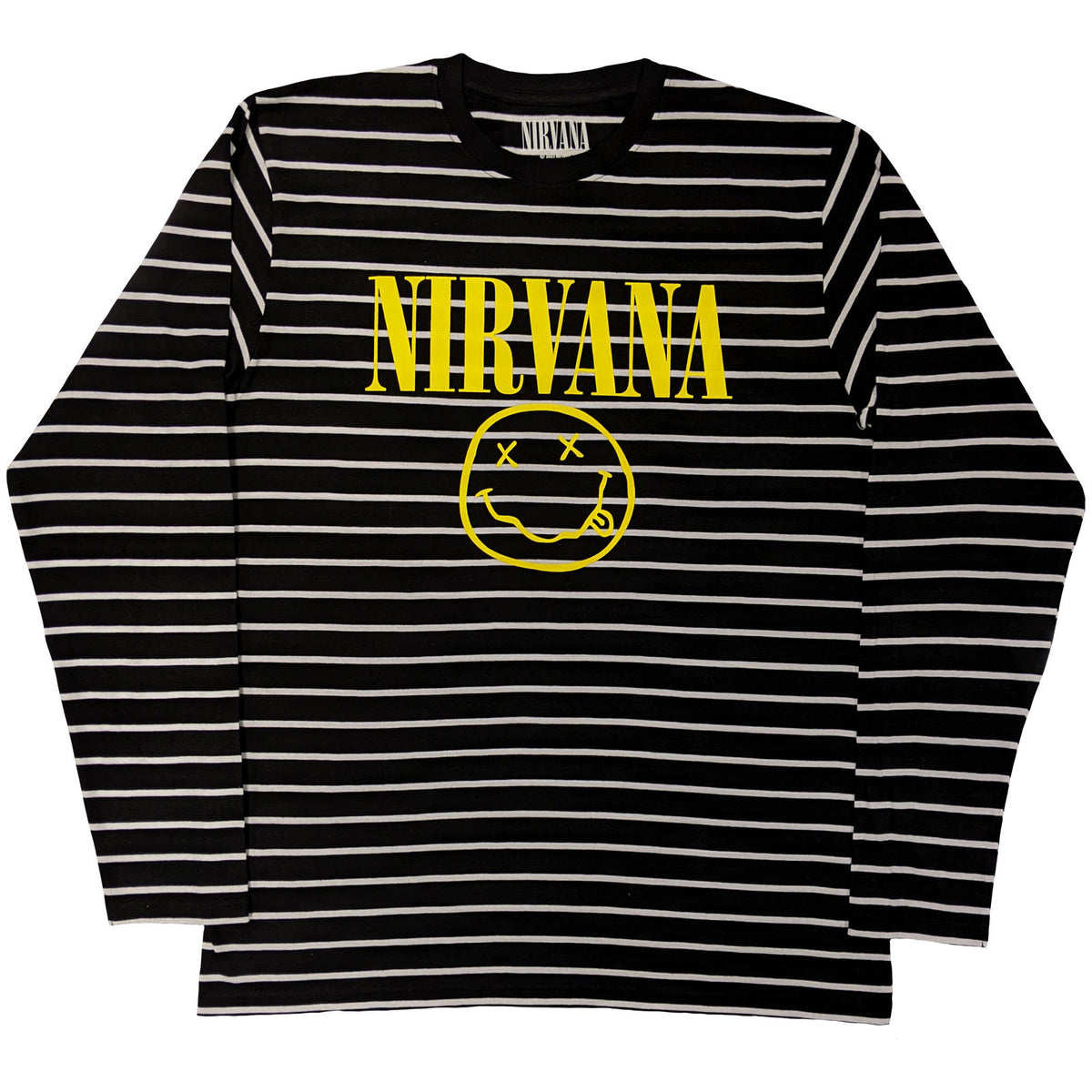 NIRVANA - YELLOW HAPPY FACE STRIPED - Sweatshirt Black, White