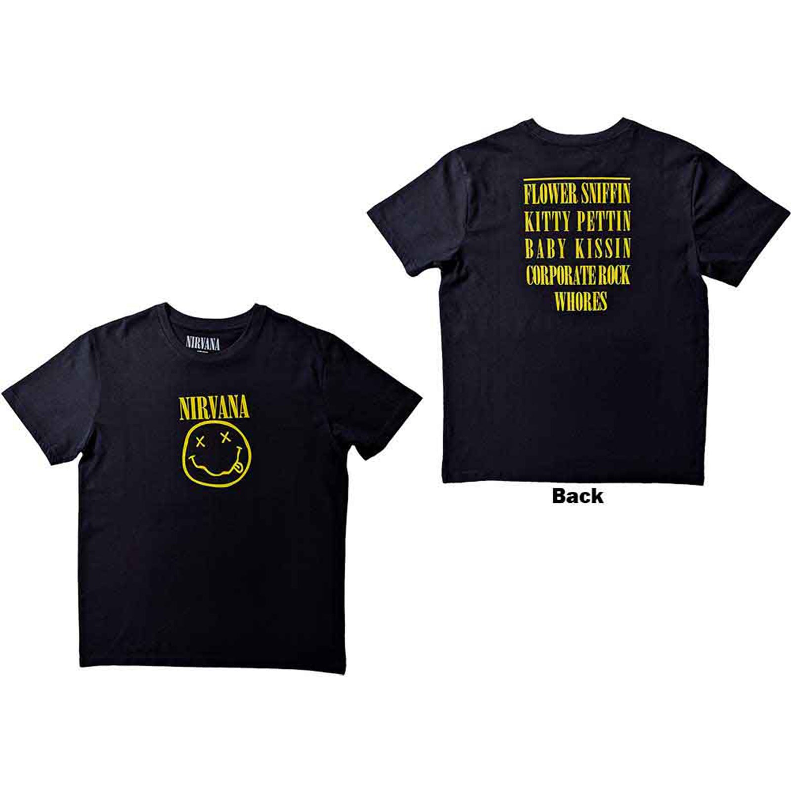 NIRVANA - FLOWER SNIFFIN - T-Shirt Black (Back Print)