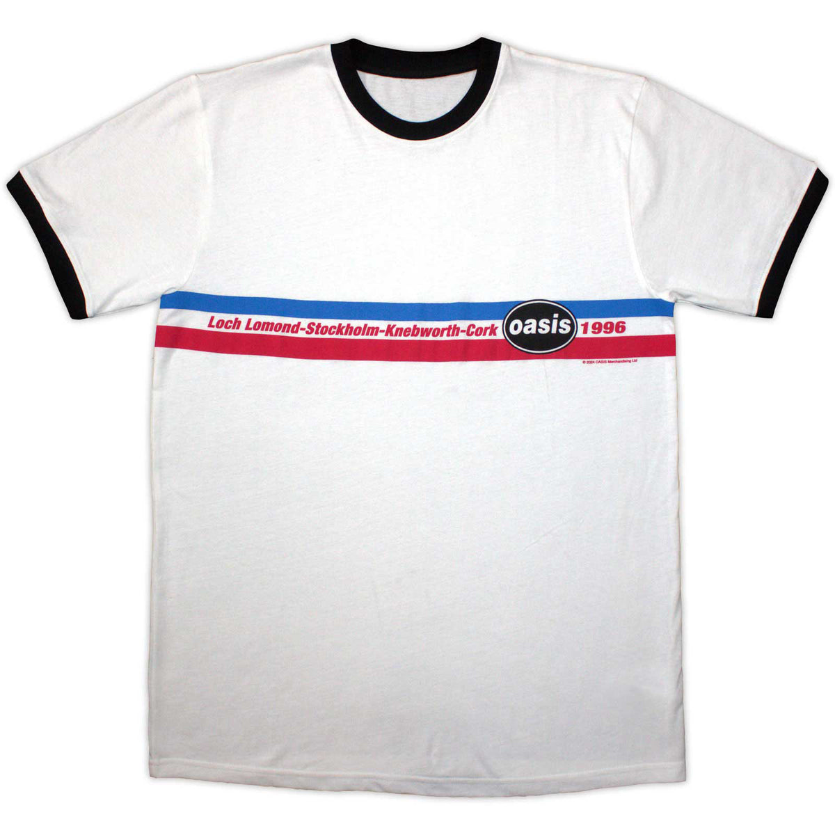 OASIS - 1996 TOUR HORIZONTAL STRIPES - Ringer T-Shirt White