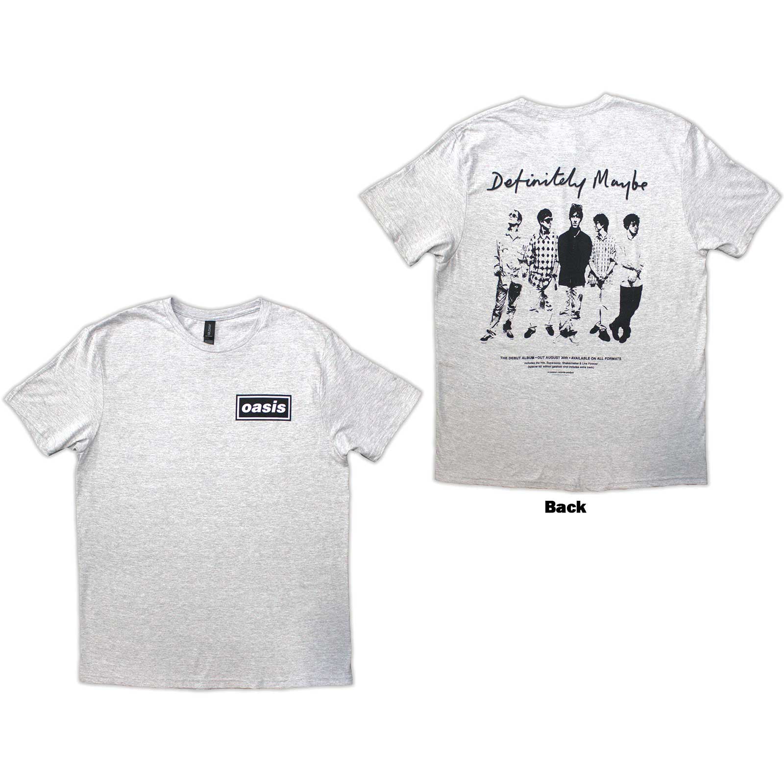 OASIS - DEFINITELY MAYBE PROMO - T-Shirt Grey (Back Print)