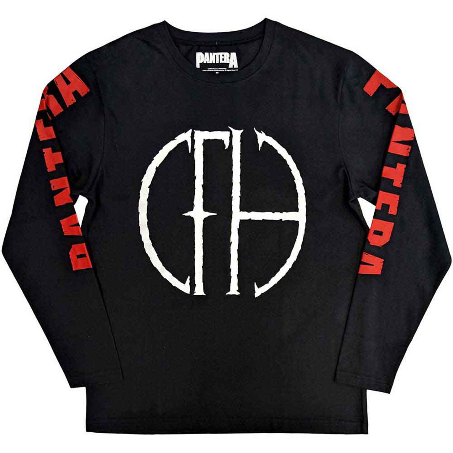 PANTERA - FRAYED LOGO - Long Sleeve T-Shirt Black (Sleeve Print)