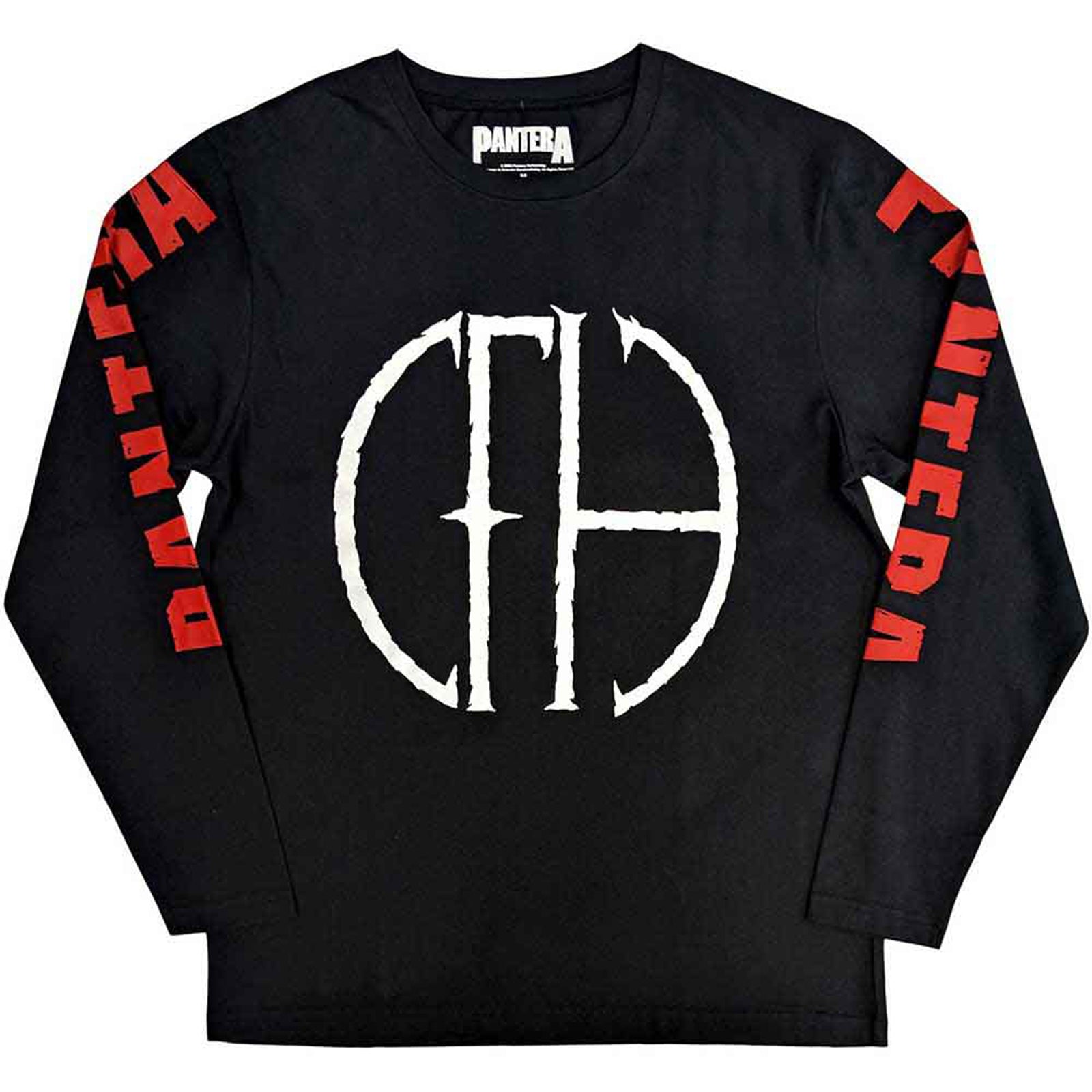 PANTERA - FRAYED LOGO - Long Sleeve T-Shirt Black (Sleeve Print)