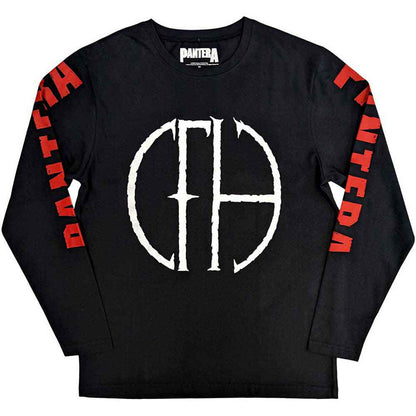 PANTERA - FRAYED LOGO - Long Sleeve T-Shirt Black (Sleeve Print)