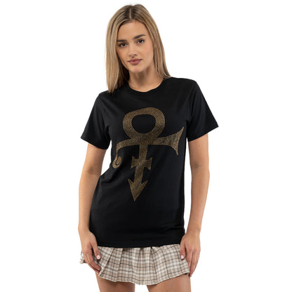 PRINCE - GOLD SYMBOL - T-Shirt Black (Embellished)