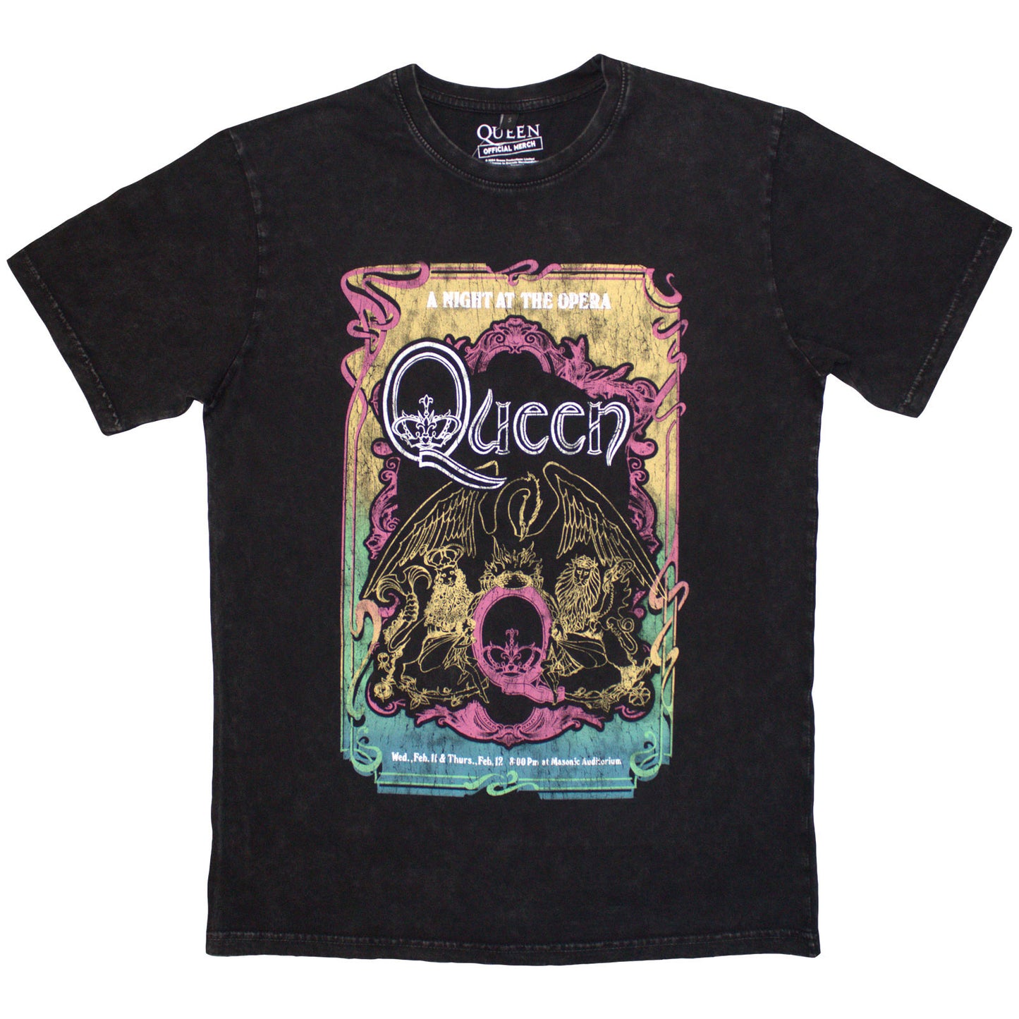 QUEEN - A NIGHT AT THE OPERA TOUR '76 - Stone Wash T-Shirt Black