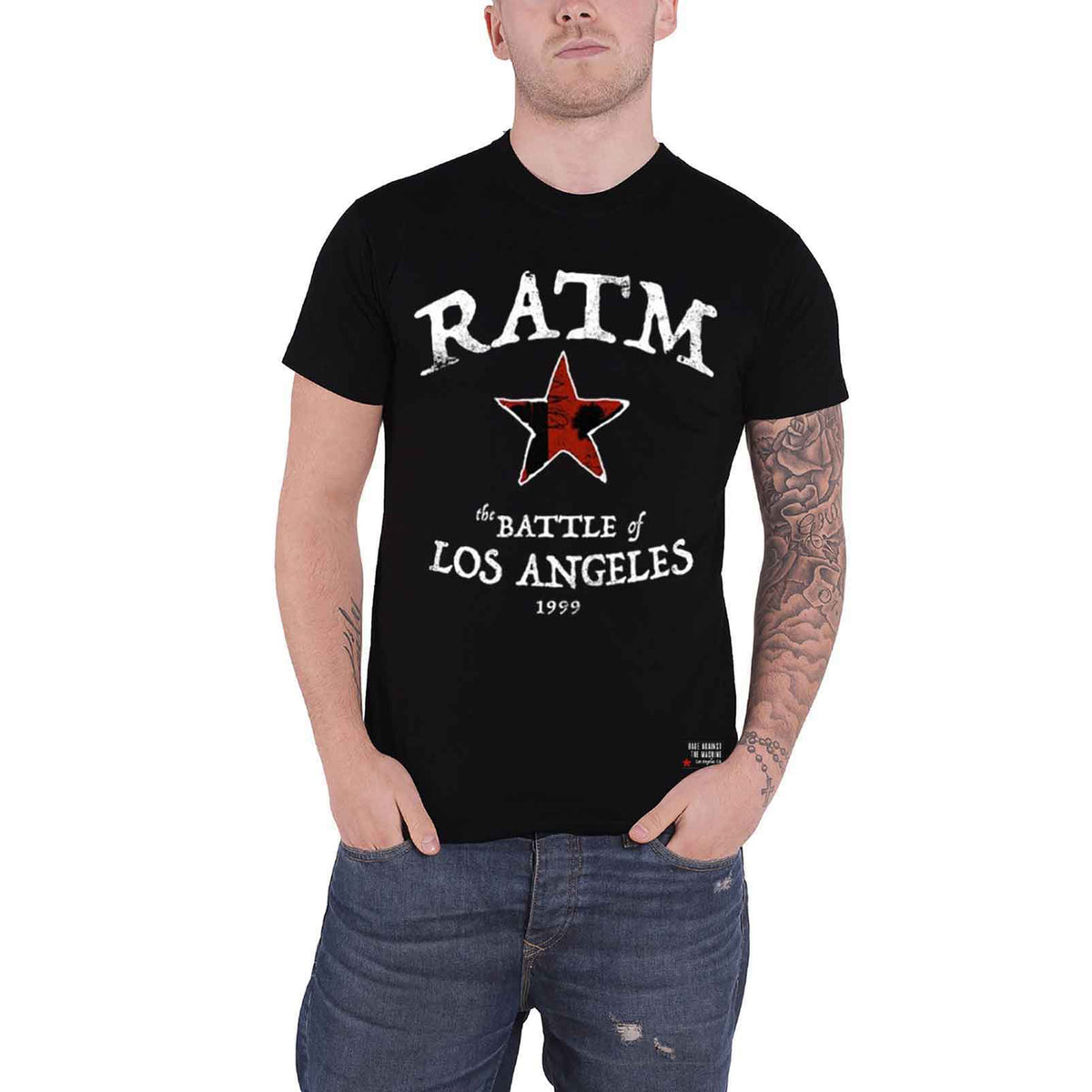 RAGE AGAINST THE MACHINE - BATTLE STAR - T-Shirt Black (Back Print)