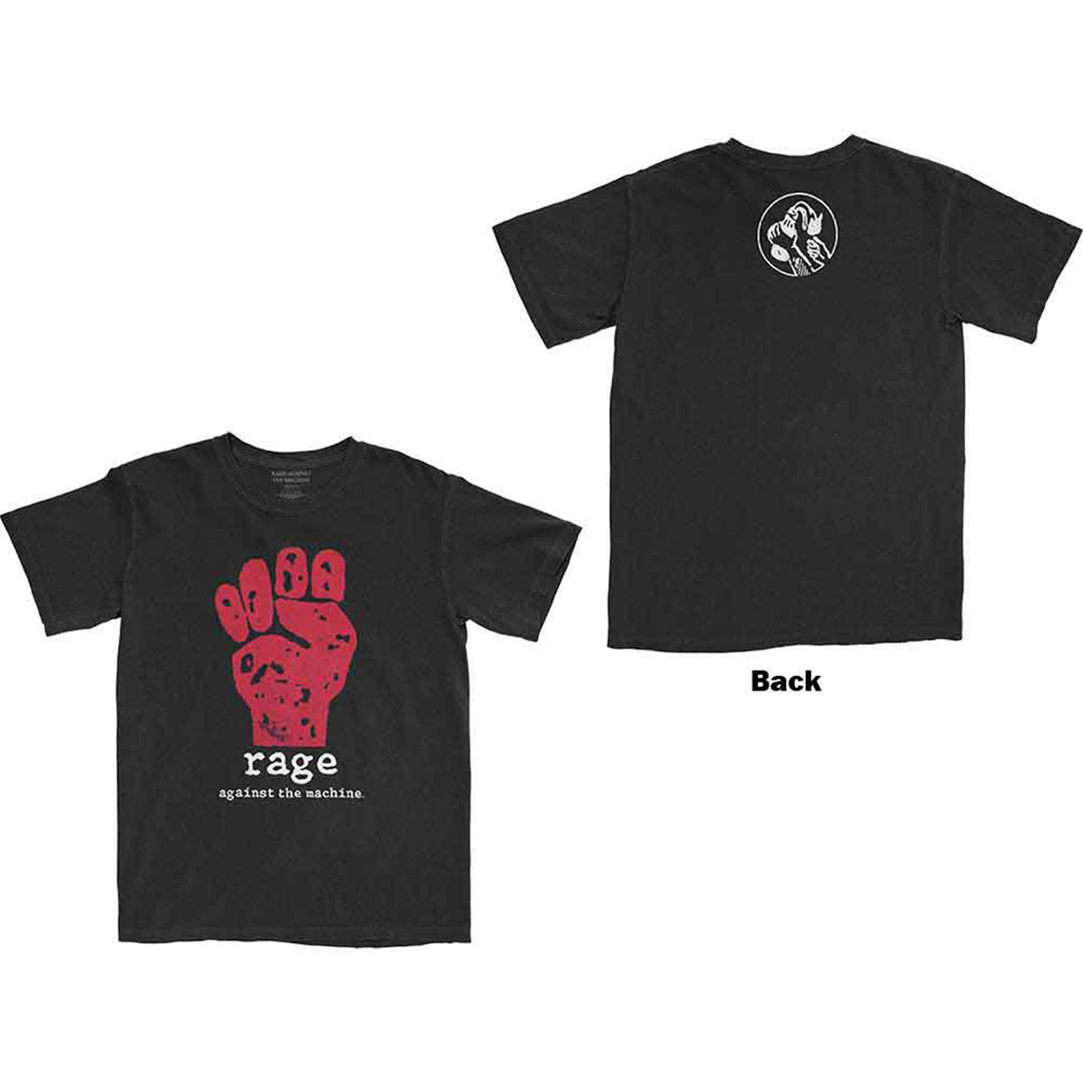 RAGE AGAINST THE MACHINE - RED FIST - T-Shirt Black (Back Print)