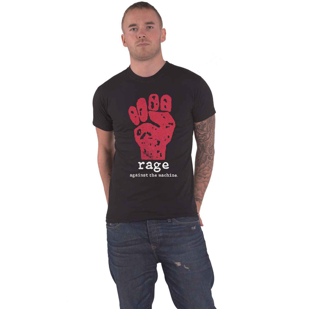RAGE AGAINST THE MACHINE - RED FIST - T-Shirt Black (Back Print)