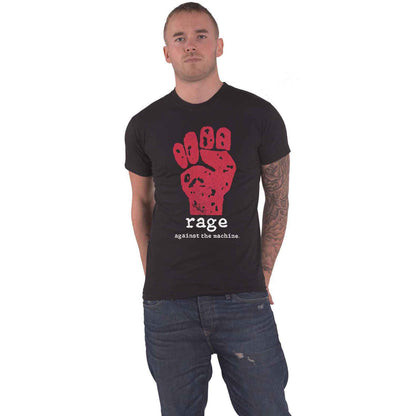 RAGE AGAINST THE MACHINE - RED FIST - T-Shirt Black (Back Print)