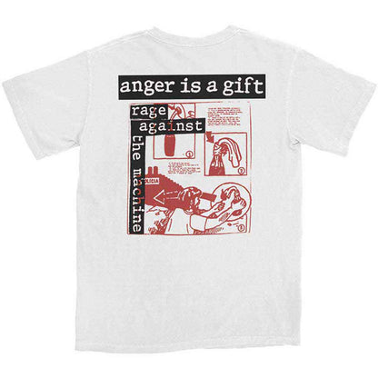 RAGE AGAINST THE MACHINE - ANGER IS A GIFT - T-Shirt White (Back Print)