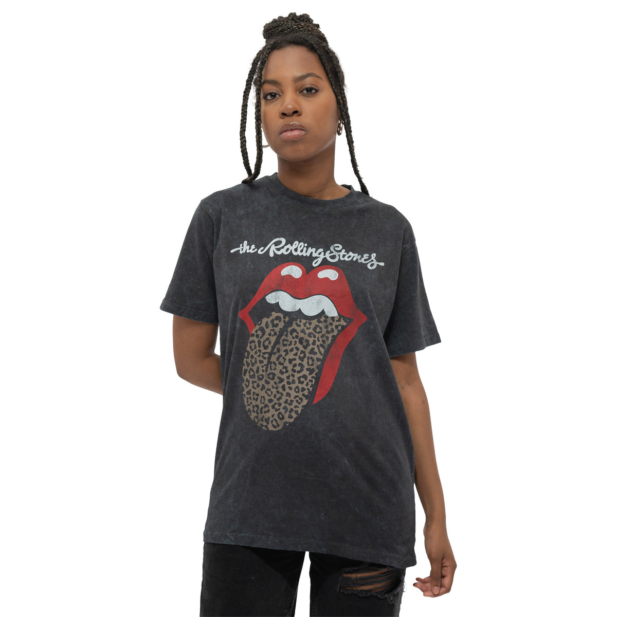 ROLLING STONES, THE - LEOPARD TONGUE - T-Shirt Black (Wash Collection)