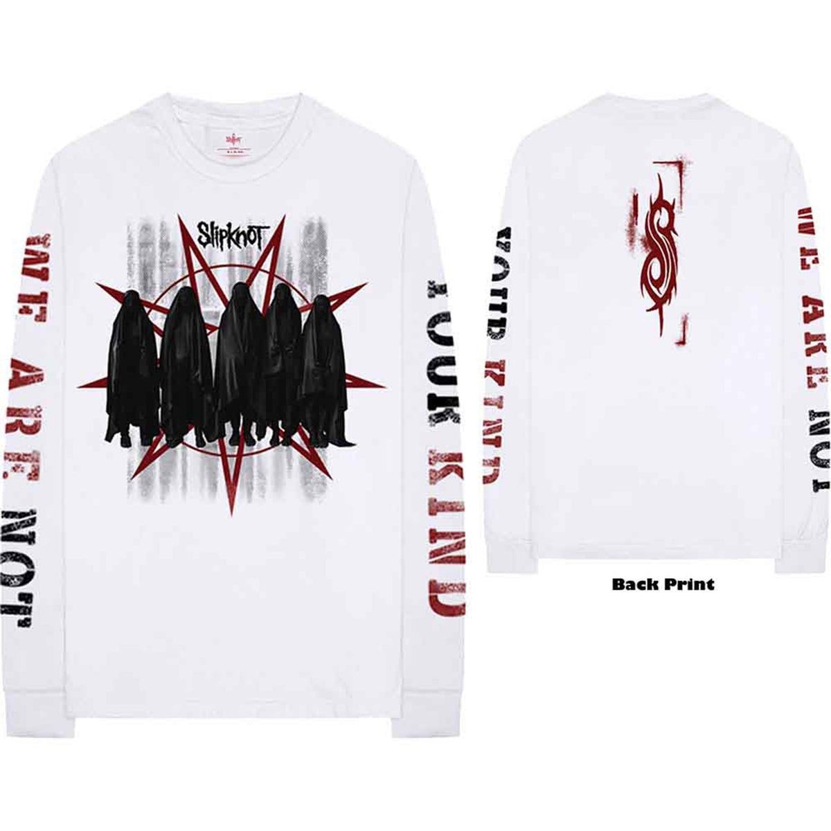 SLIPKNOT - SHROUDED GROUP - Long Sleeve T-Shirt White (Back & Sleeve Print)