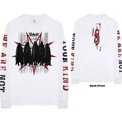 SLIPKNOT - SHROUDED GROUP - Long Sleeve T-Shirt White (Back & Sleeve Print)