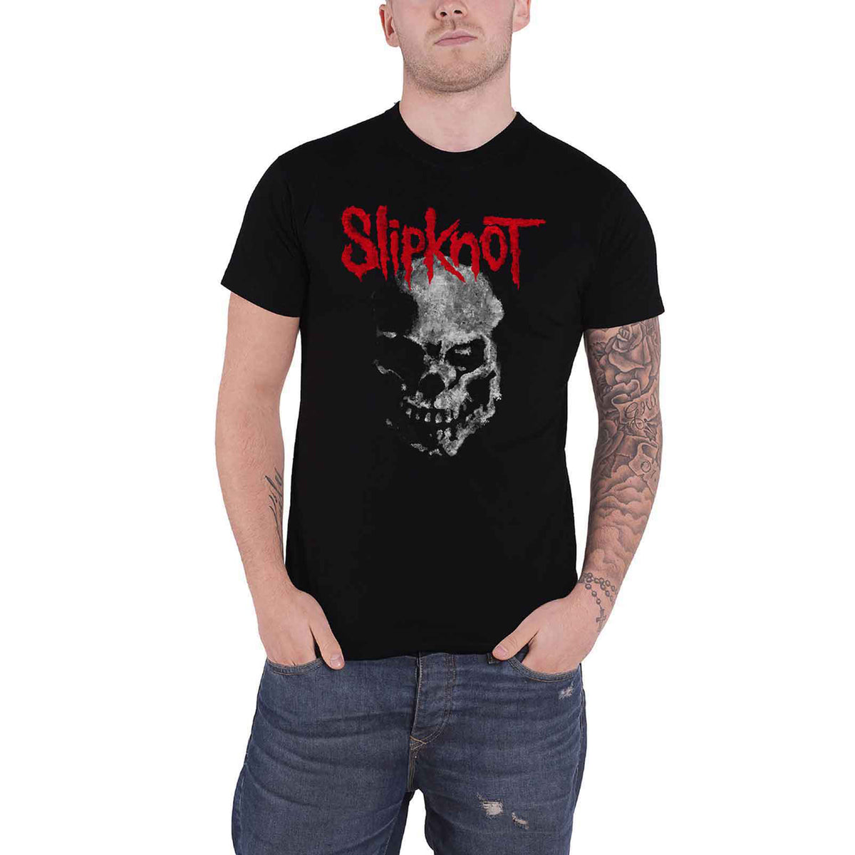 SLIPKNOT - GRAY CHAPTER SKULL - T-Shirt Black (Back Print)