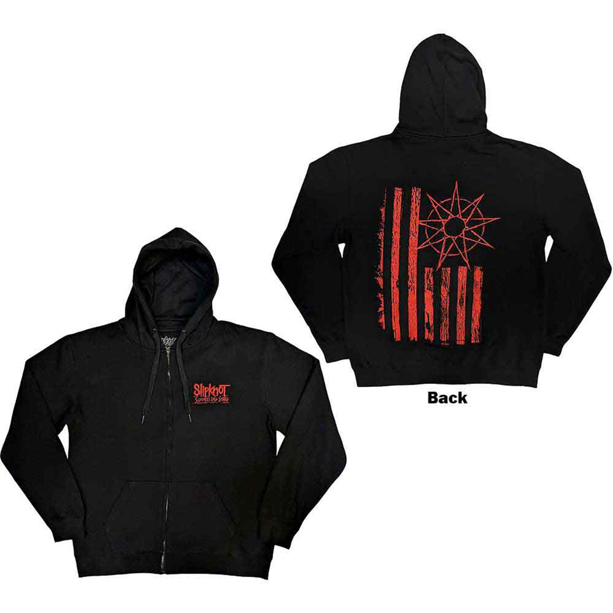 SLIPKNOT - 9-POINT FLAG - Zipped Hoodie Black (Back Print)