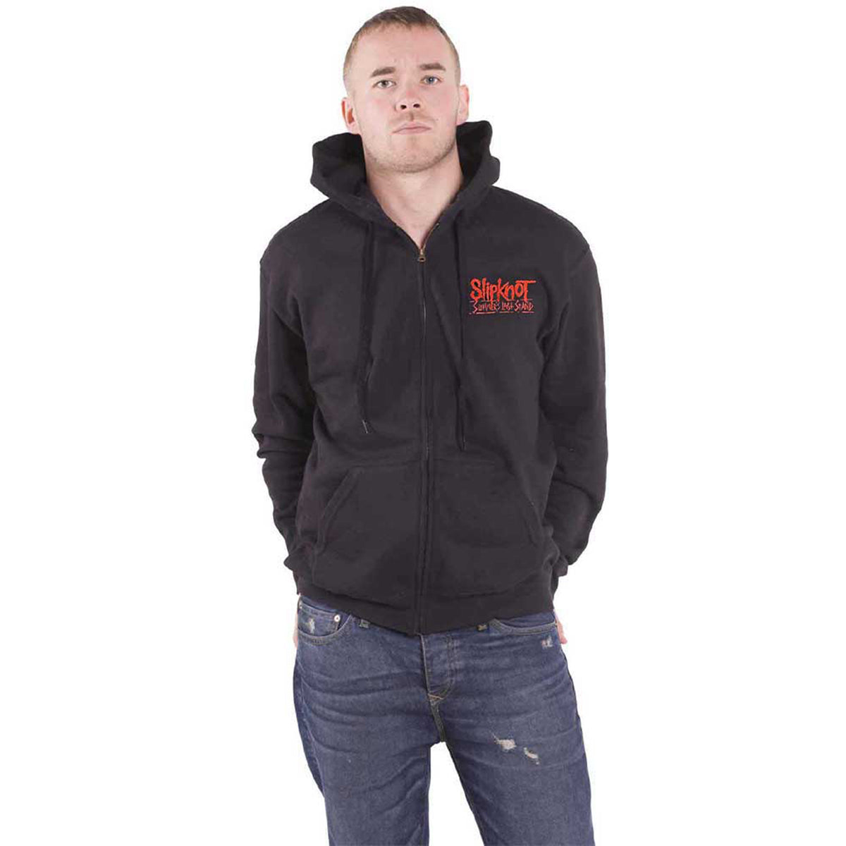 SLIPKNOT - 9-POINT FLAG - Zipped Hoodie Black (Back Print)