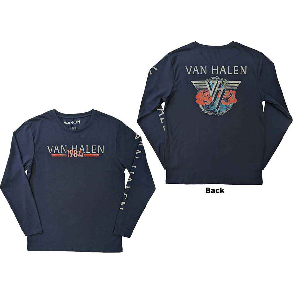 VAN HALEN - 84 TOUR - Long Sleeve T-Shirt Blue (Back & Sleeve Print)