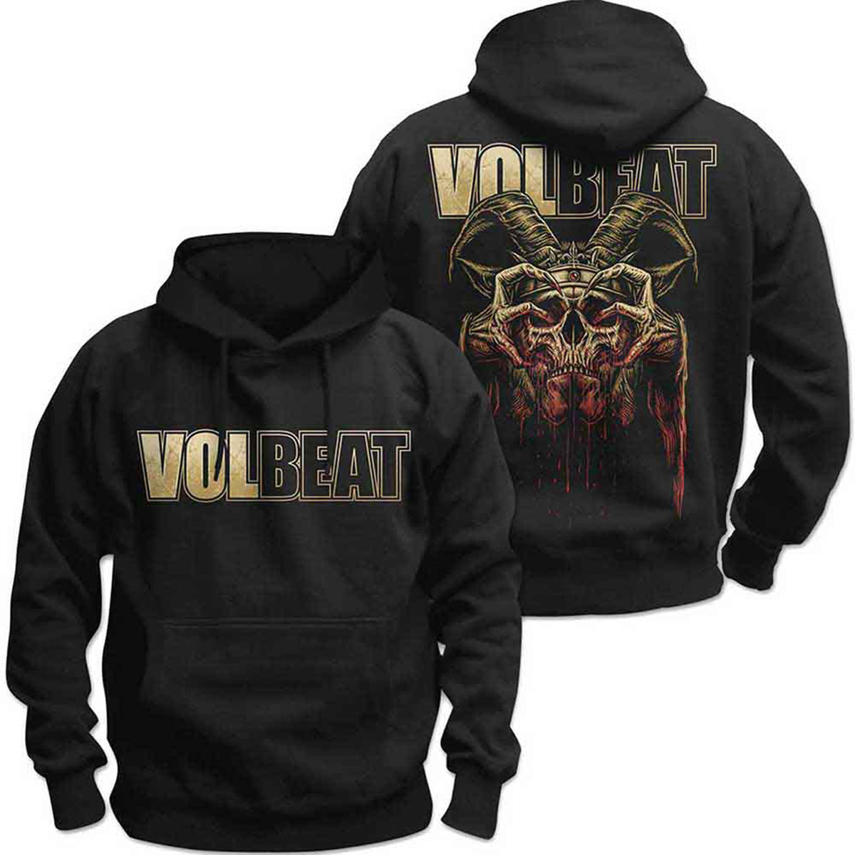 VOLBEAT - BLEEDING CROWN SKULL - Pullover Hoodie Black (Back Print)