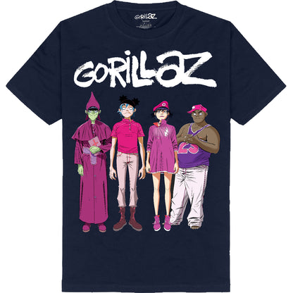 GORILLAZ - CRACKER ISLAND STANDING GROUP - T-Shirt Navy Blue