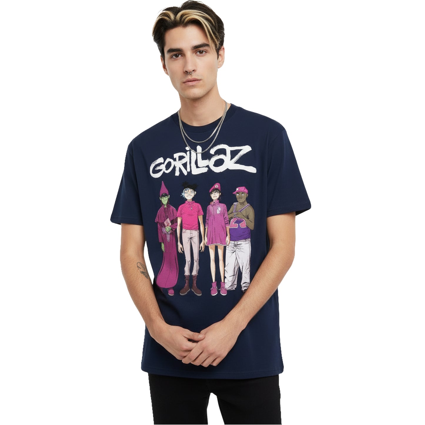 GORILLAZ - CRACKER ISLAND STANDING GROUP - T-Shirt Navy Blue