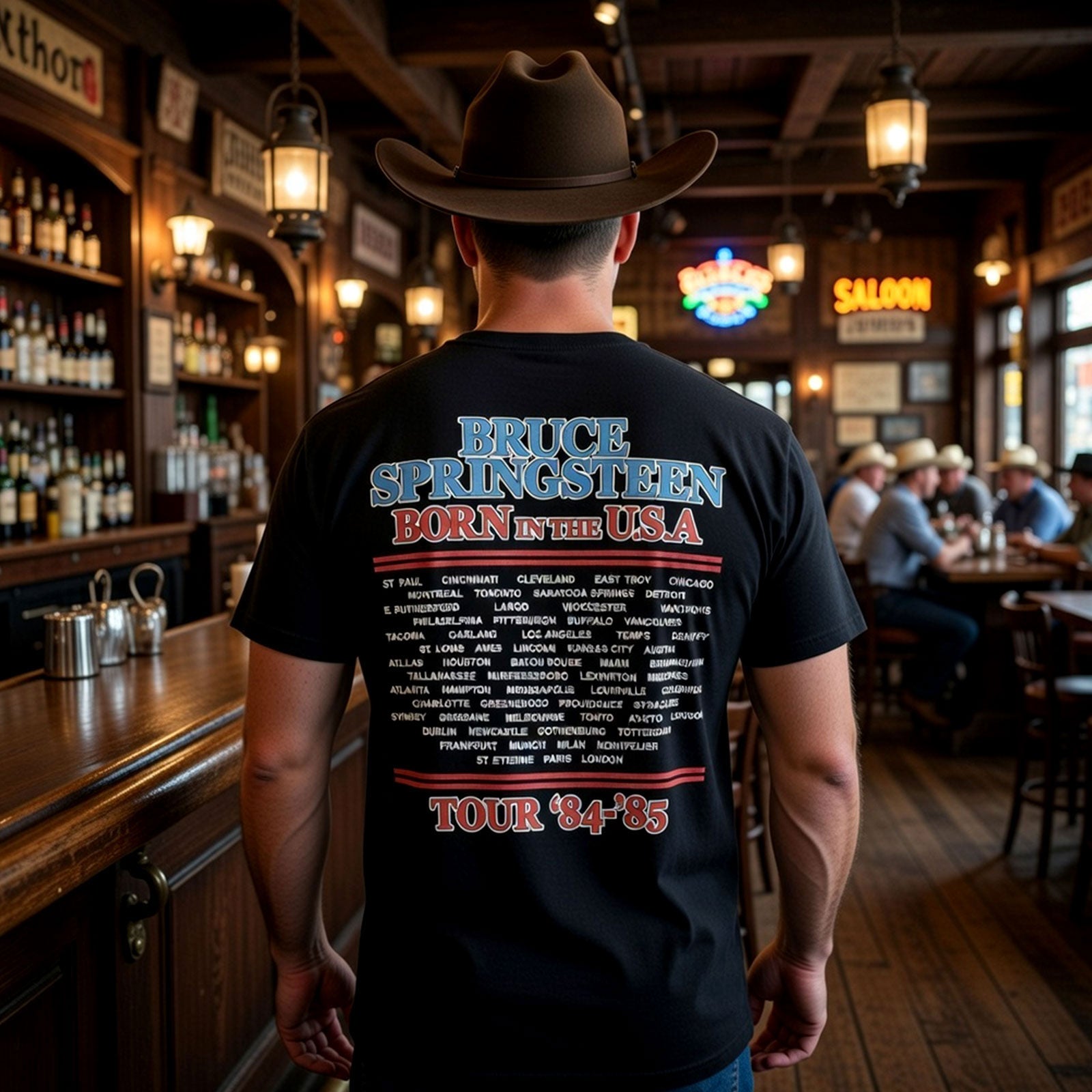 BRUCE SPRINGSTEEN - E STREET TOUR '84-'85 - Carbon T-Shirt Black (Back Print)