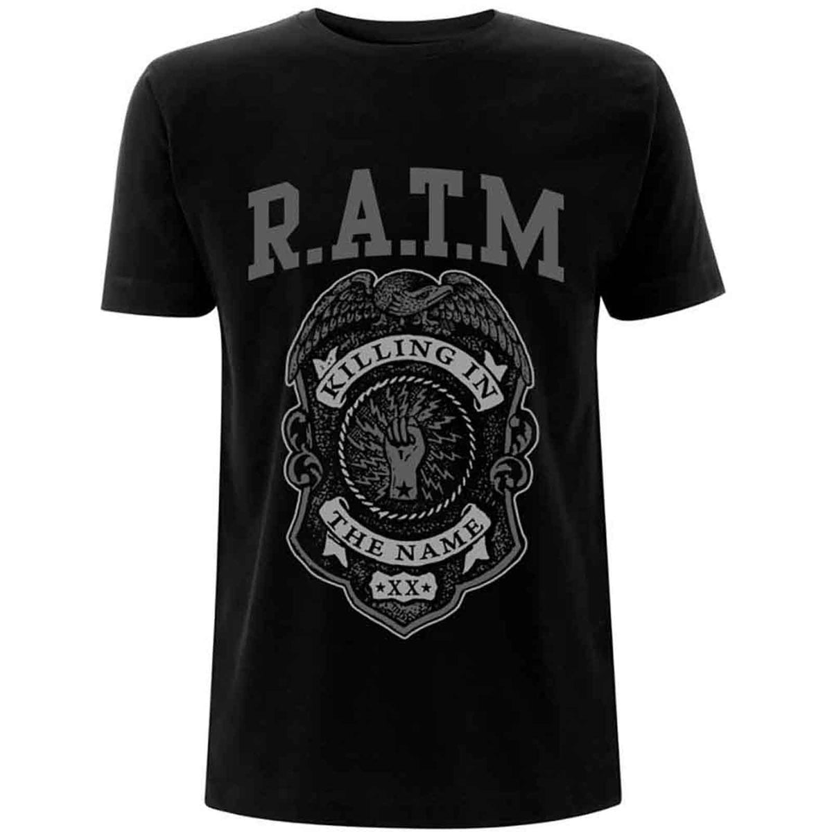 RAGE AGAINST THE MACHINE - GREY POLICE BADGE - T-Shirt noir
