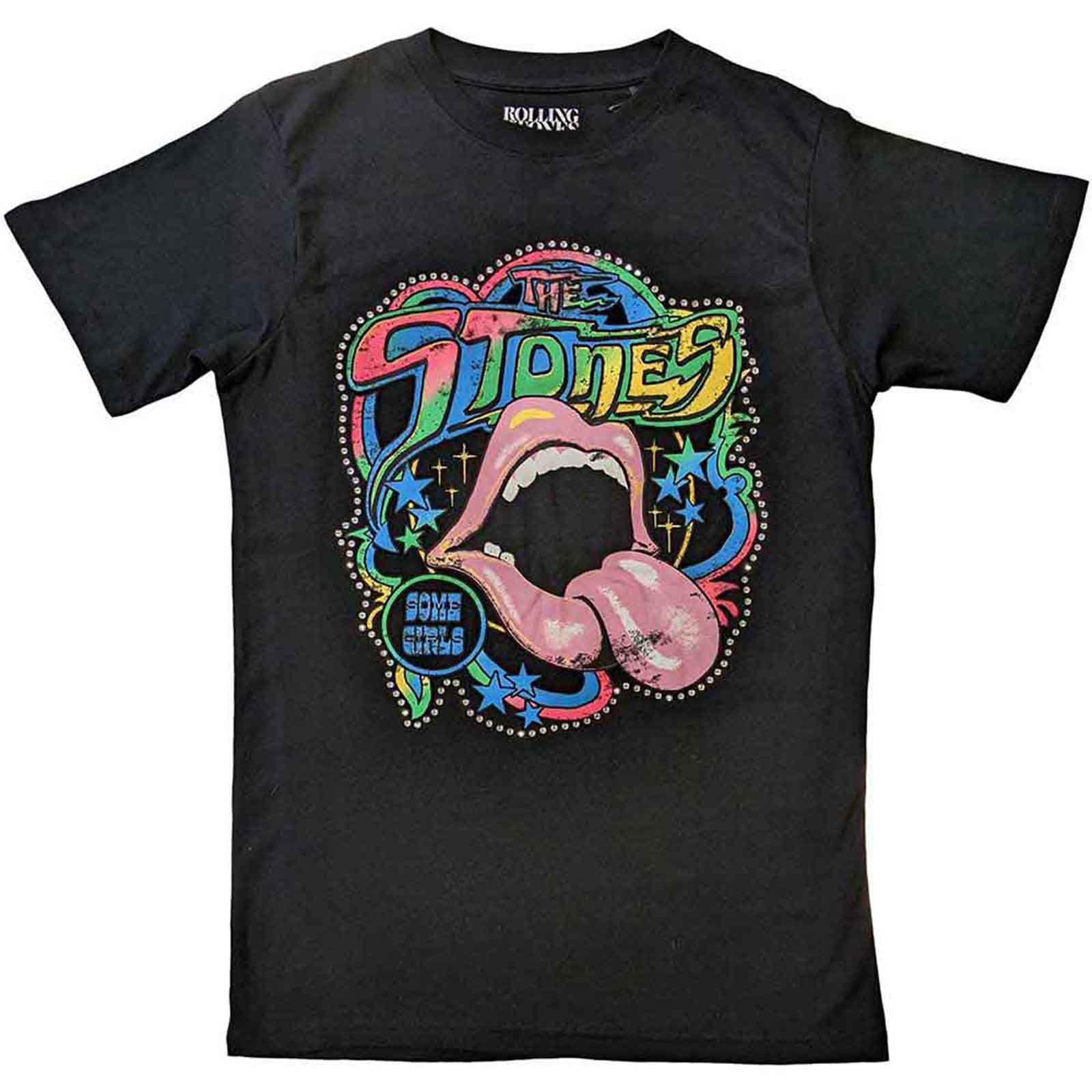THE ROLLING STONES - SOME GIRLS NEON TONGUE - T-Shirt Black (Embellished)