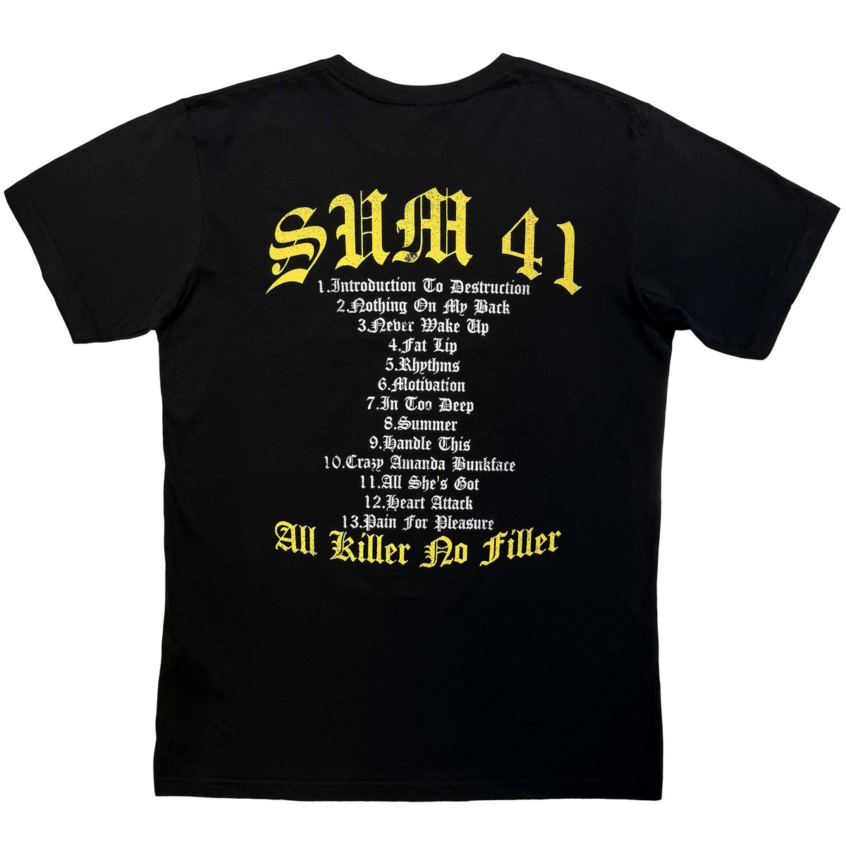 SUM 41 - ALL KILLER NO FILLER TRACKLIST - Carbon T-Shirt Black (Back Print)