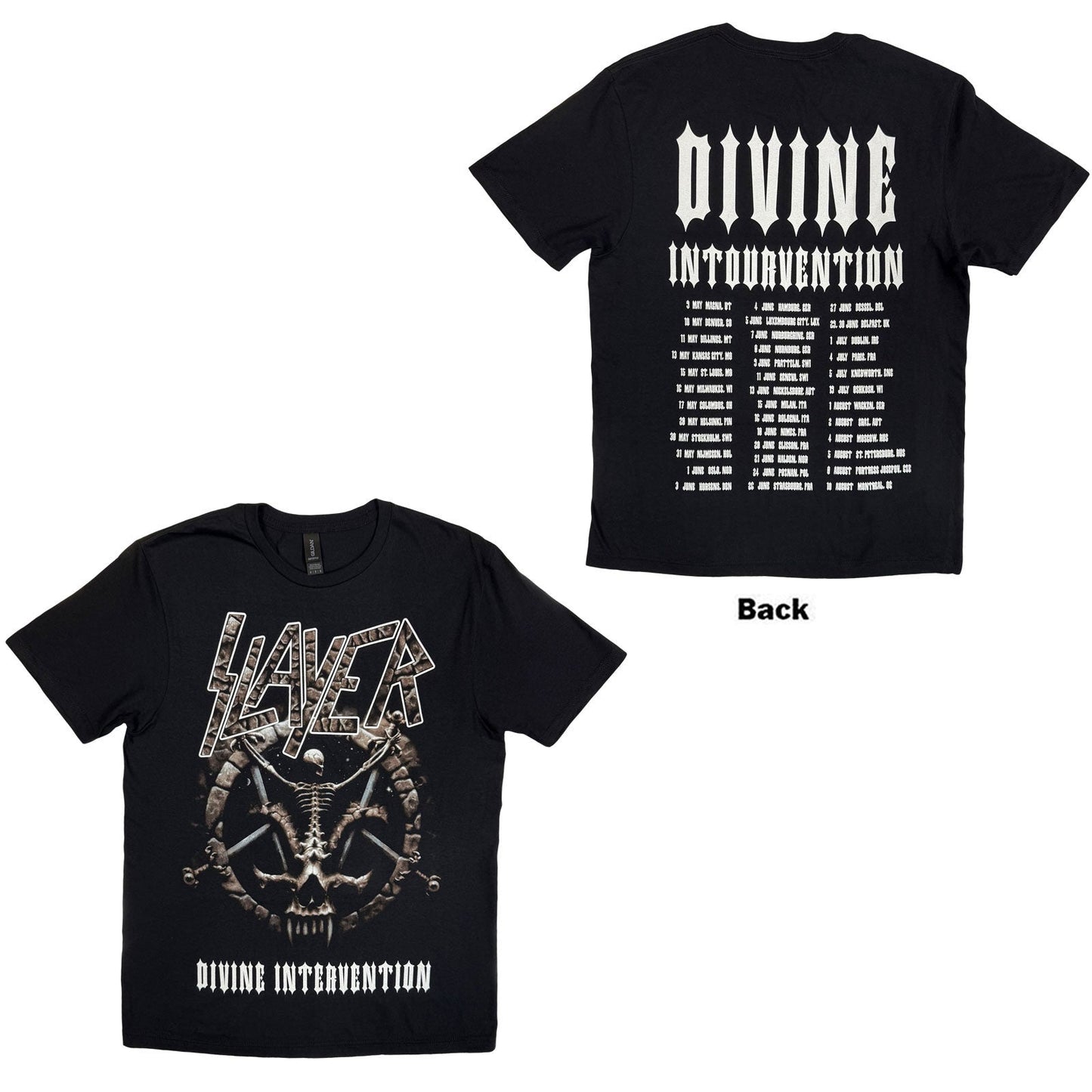 SLAYER - DIVINE INTERVENTION 2014 DATES - T-Shirt Black (Back Print)