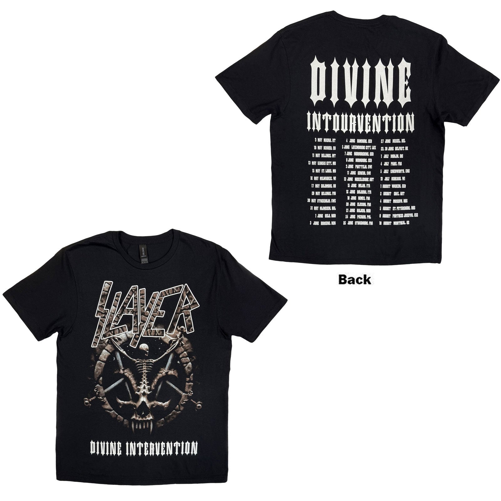 SLAYER - DIVINE INTERVENTION 2014 DATES - T-Shirt Black (Back Print)