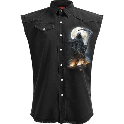 SHADOW RIDER - Sleeveless Stone Washed Worker Black