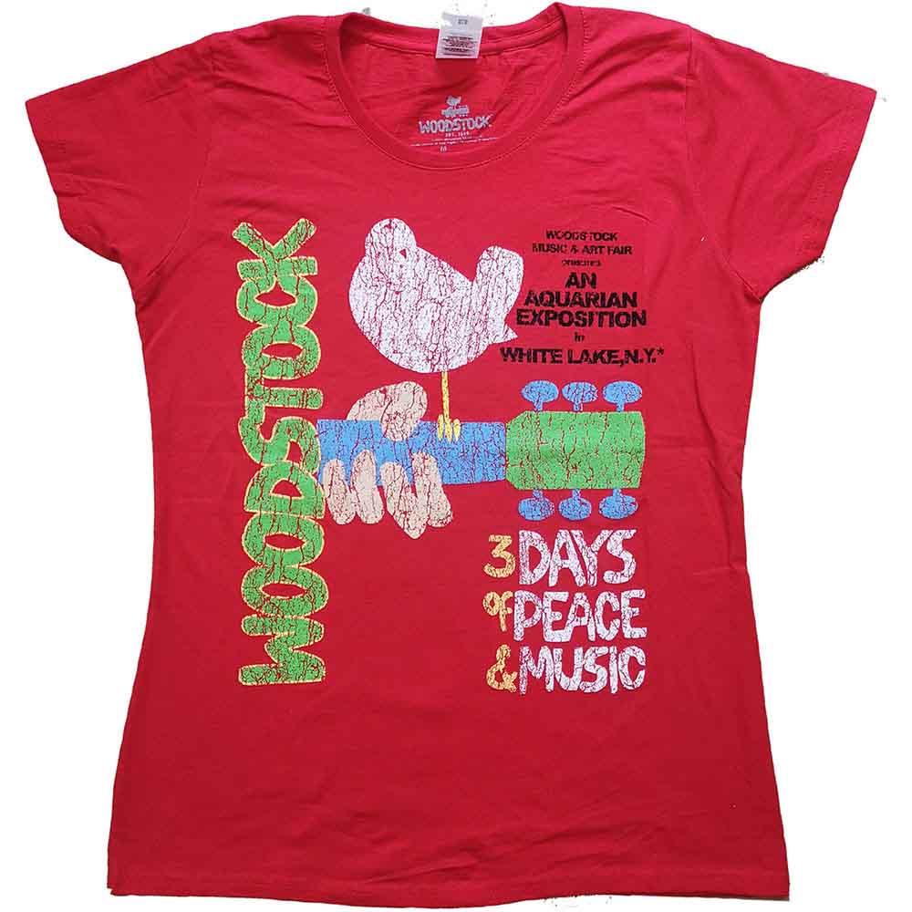 WOODSTOCK - VINTAGE CLASSIC POSTER - Ladies T-Shirt Red