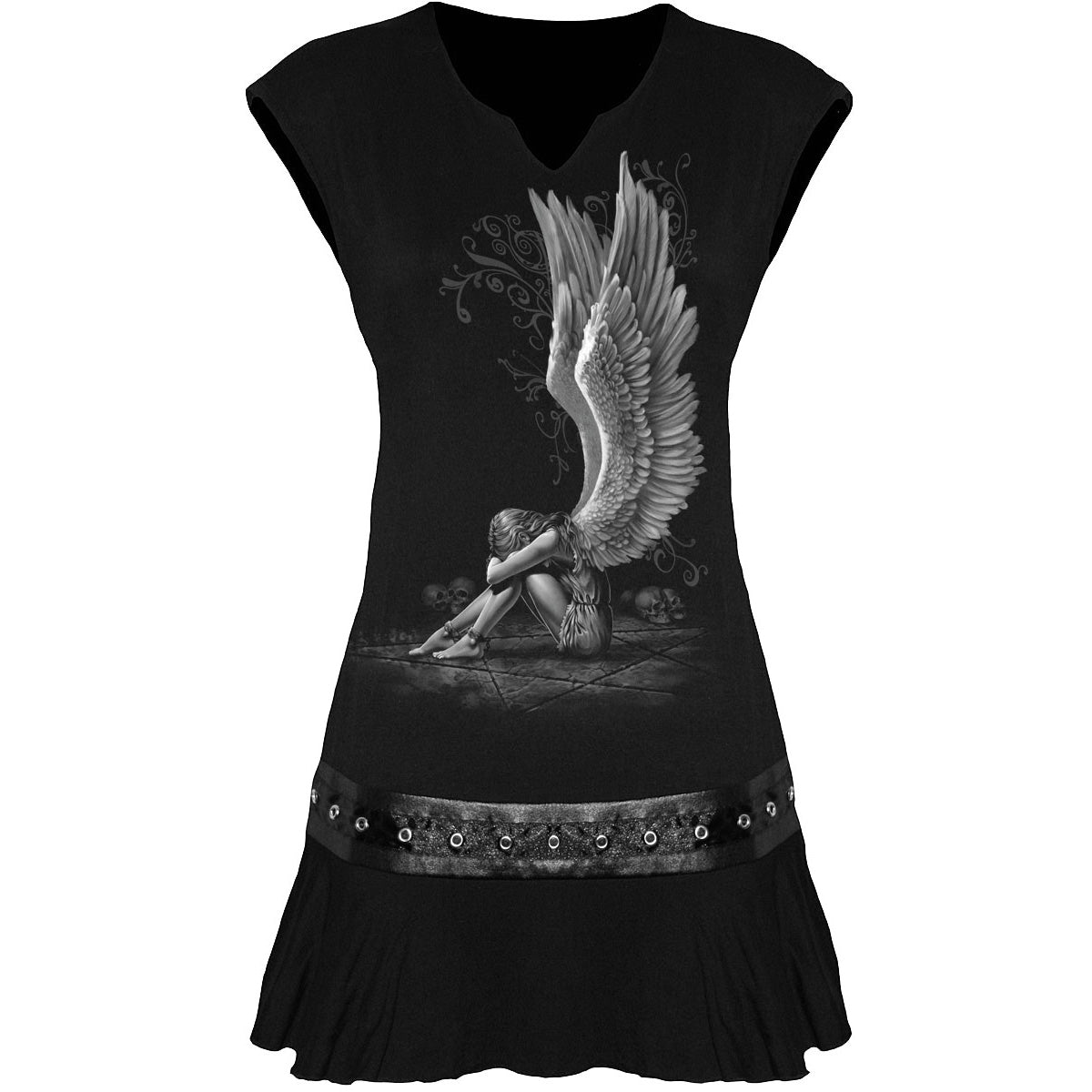 ENSLAVED ANGEL - Mini robe à taille cloutée Noir