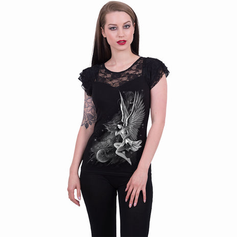 LUCID DREAMS - Top à manches longues en dentelle noir