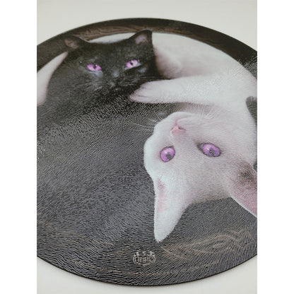 YIN YANG CATS - Planche à découper en verre (circulaire)