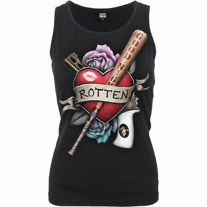 HARLEY QUINN - ROTTEN - Razor Back Top Black