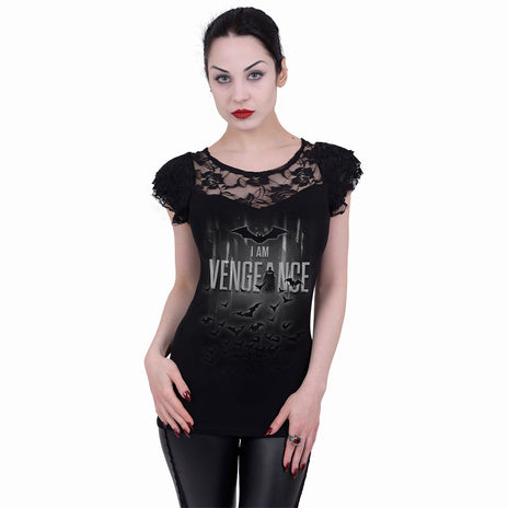 THE BATMAN - I AM VENGEANCE - Top à manches longues en dentelle noir