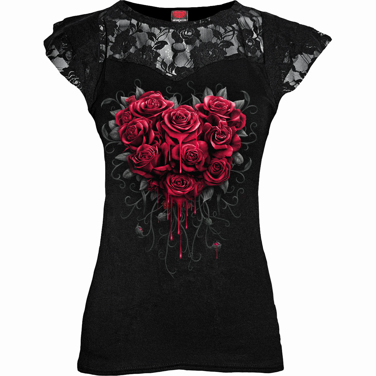 BLEEDING HEART - Lace Layered Cap Sleeve Top Black