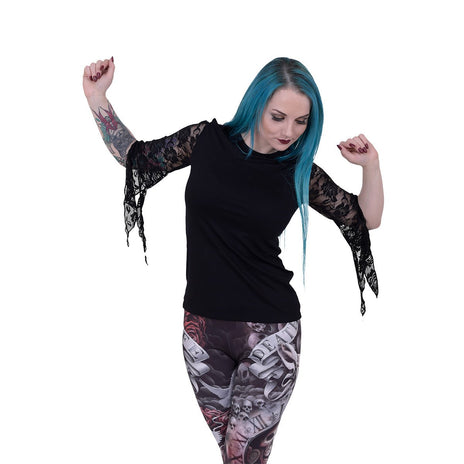 GOTHIC ELEGANCE - Top à manches en dentelle rose