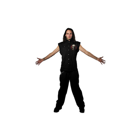 GAME OVER - Sleeveless Stone Washed Worker Black