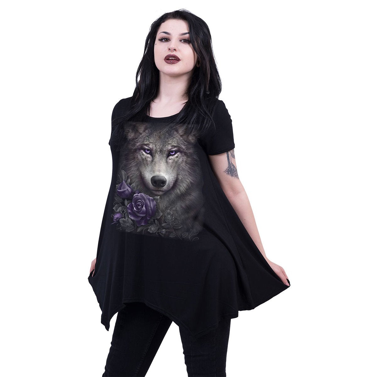 WOLF ROSES - Smock - Tunic Casual Top - Spiral USA